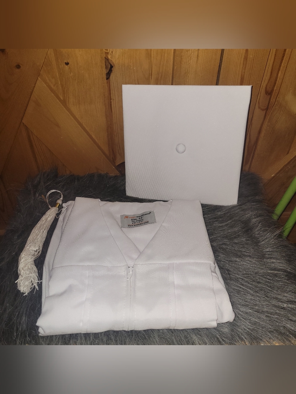 White Graduation Cap and Gown Set Adult 54" Fits 5'9 -5'11 Height